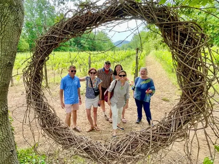 Guest during tour of Mulini di Segalari biodynamic vineyard Estate in Tuscany