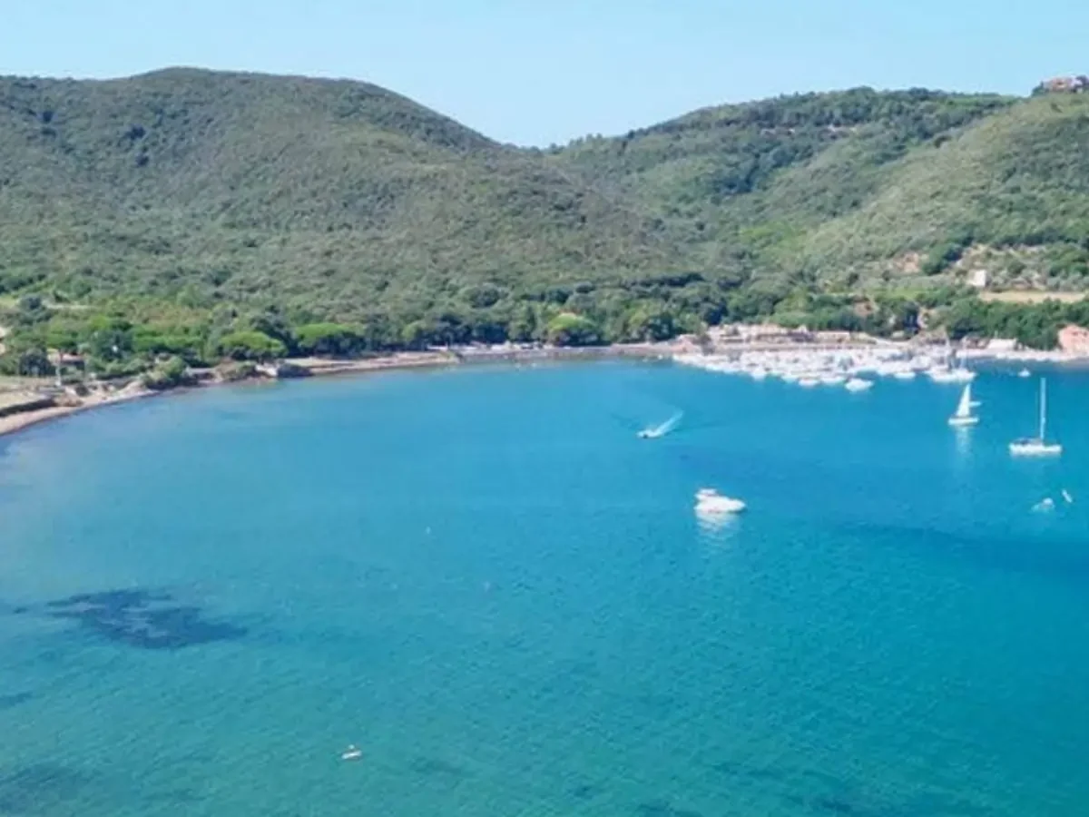 Birds-eye view of the coast and beach at Bolgheri Tuscany